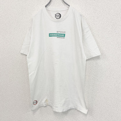 古着 used　DEMON SLAYER　半袖アニメプリントTシャツ　鬼滅の刃　竃門炭治郎　白　クルーネック　Lサイズ