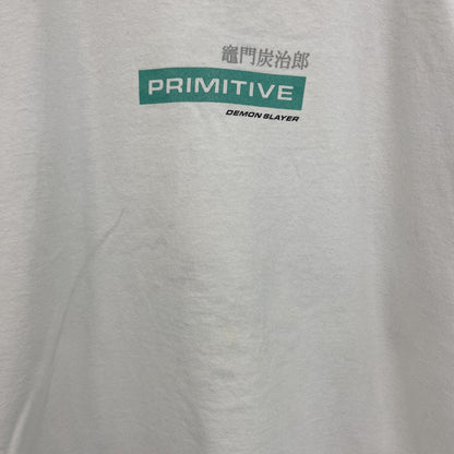 古着 used　DEMON SLAYER　半袖アニメプリントTシャツ　鬼滅の刃　竃門炭治郎　白　クルーネック　Lサイズ