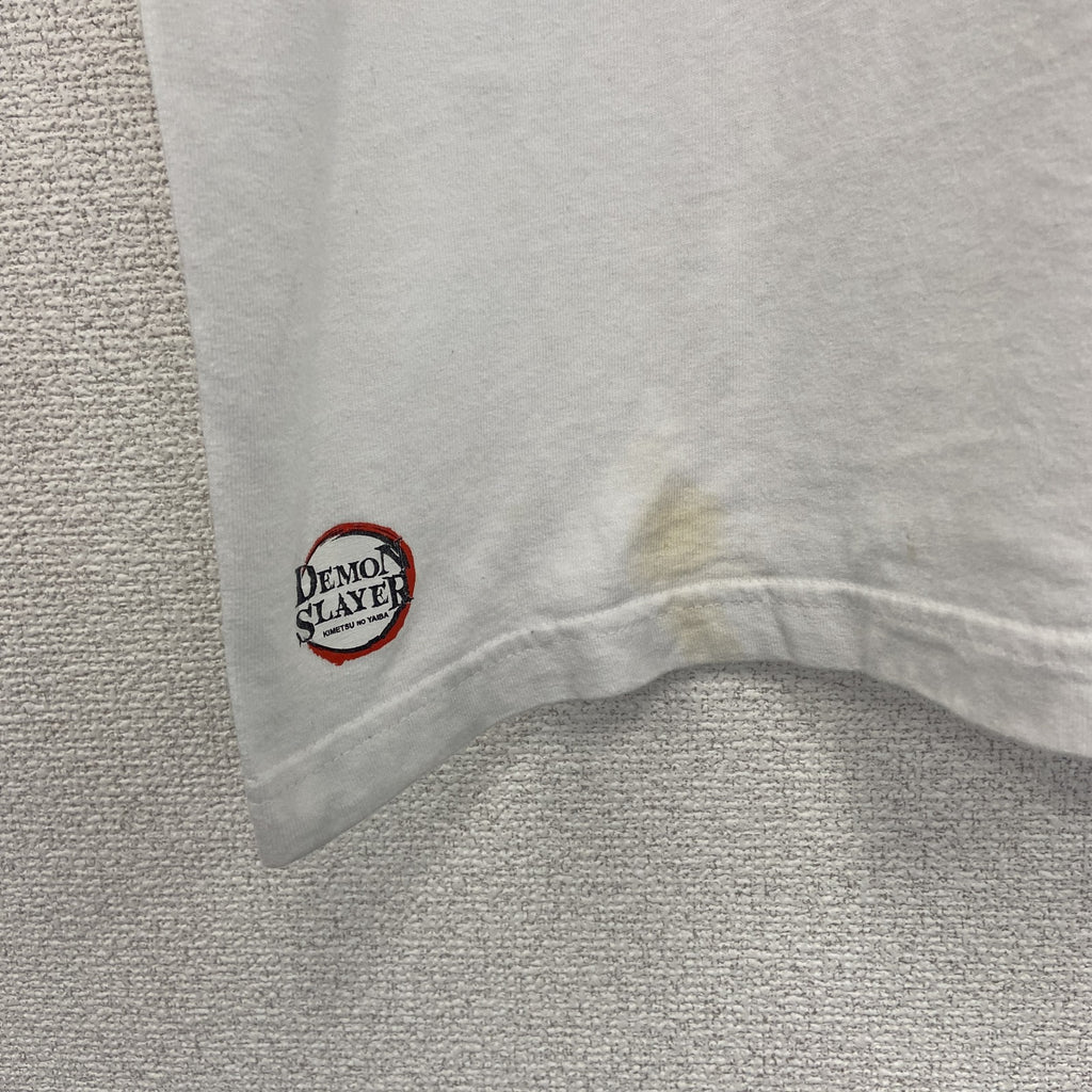 古着 used　DEMON SLAYER　半袖アニメプリントTシャツ　鬼滅の刃　竃門炭治郎　白　クルーネック　Lサイズ