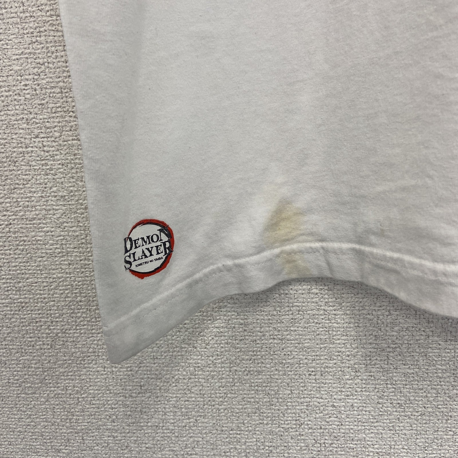 古着 used　DEMON SLAYER　半袖アニメプリントTシャツ　鬼滅の刃　竃門炭治郎　白　クルーネック　Lサイズ