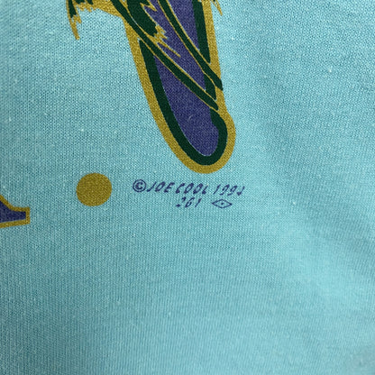 古着 used　90s　1994　半袖プリントTシャツ　ヴィンテージ　クルーネック　レトロデザイン　水色　ライトブルー　XLサイズ