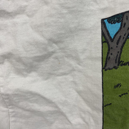 古着 used　半袖プリントTシャツ　ハンティング　ワニ　犬　両面プリント　白　ホワイト　クルーネック　レトロデザイン　XLサイズ