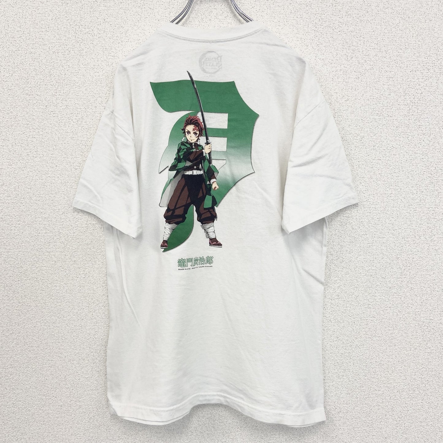 古着 used　DEMON SLAYER　半袖アニメプリントTシャツ　鬼滅の刃　竃門炭治郎　白　クルーネック　Lサイズ