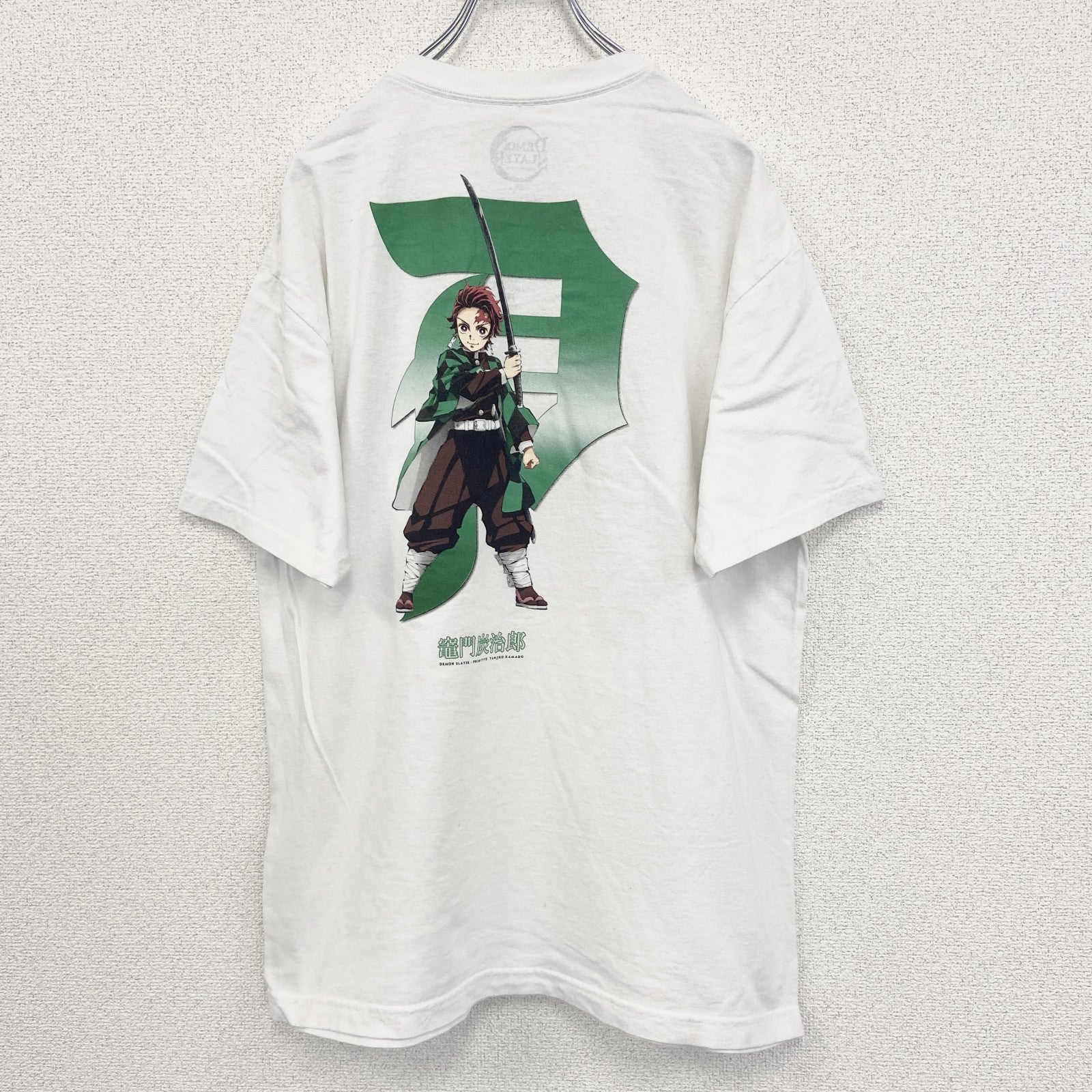 古着 used　DEMON SLAYER　半袖アニメプリントTシャツ　鬼滅の刃　竃門炭治郎　白　クルーネック　Lサイズ