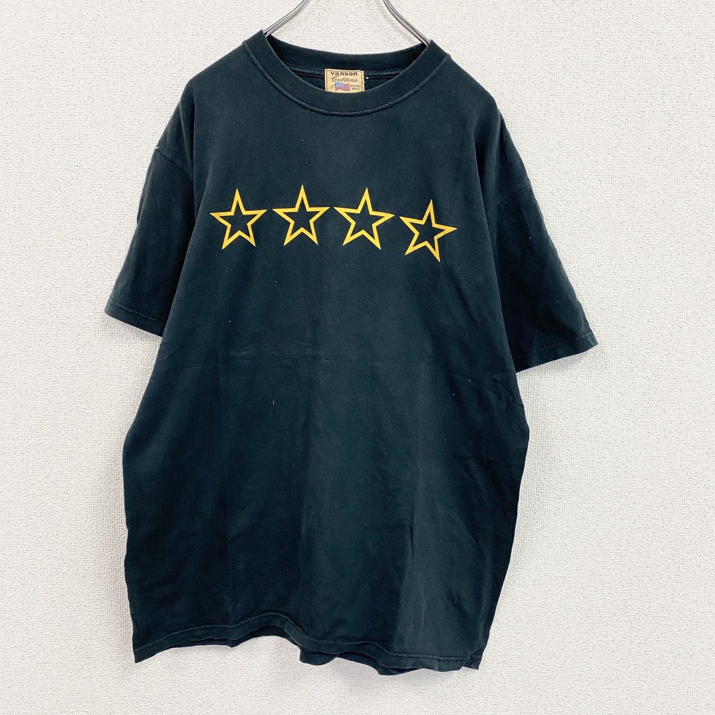 VANSON　バンソン　半袖プリントTシャツ　デカロゴ　黒　ブラック　Lサイズ