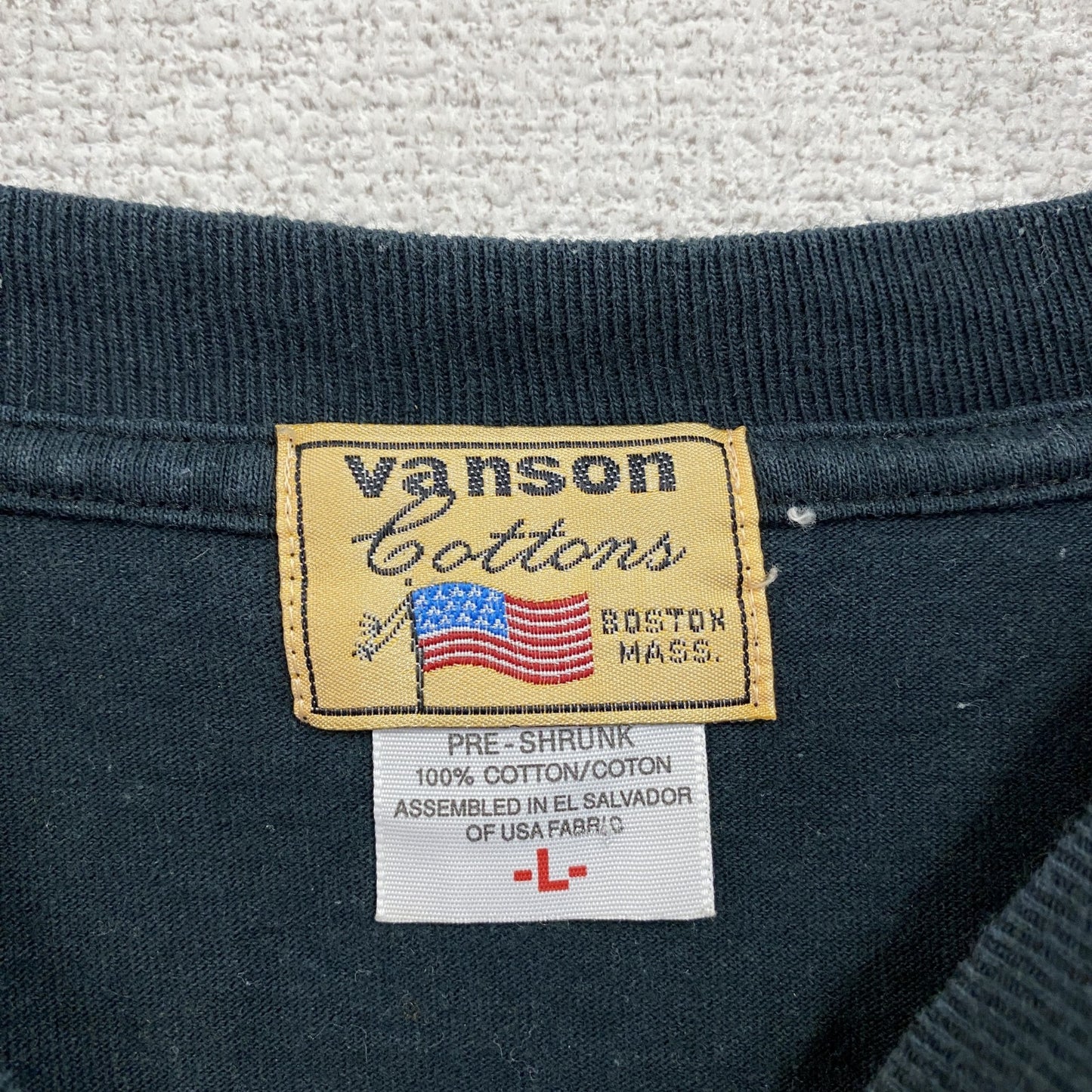 VANSON　バンソン　半袖プリントTシャツ　デカロゴ　黒　ブラック　Lサイズ