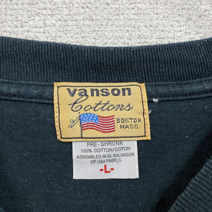 VANSON　バンソン　半袖プリントTシャツ　デカロゴ　黒　ブラック　Lサイズ
