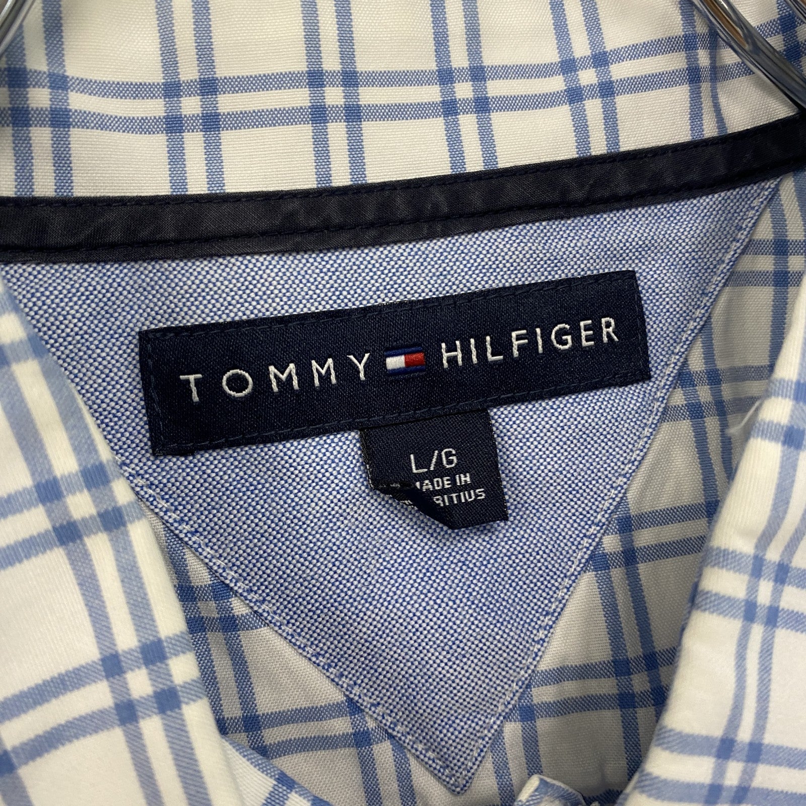 TOMY HILFIGER　トミーヒルフィガー　長袖シャツ　チェック柄　水色　ライトブルー　Lサイズ