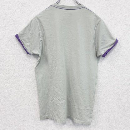 古着 used　半袖プリントTシャツ　モンスター　ゾンビ　灰色　紫　ライトグレー　パープル　クルーネック　レトロデザイン　Sサイズ