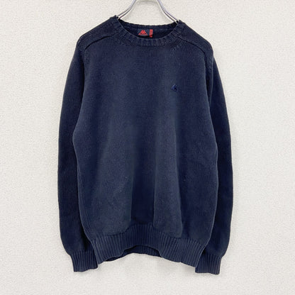 Kappa　カッパ　ニットセーター　刺繍ロゴ　ワンポイント　クルーネック　紺　ネイビー　XLサイズ