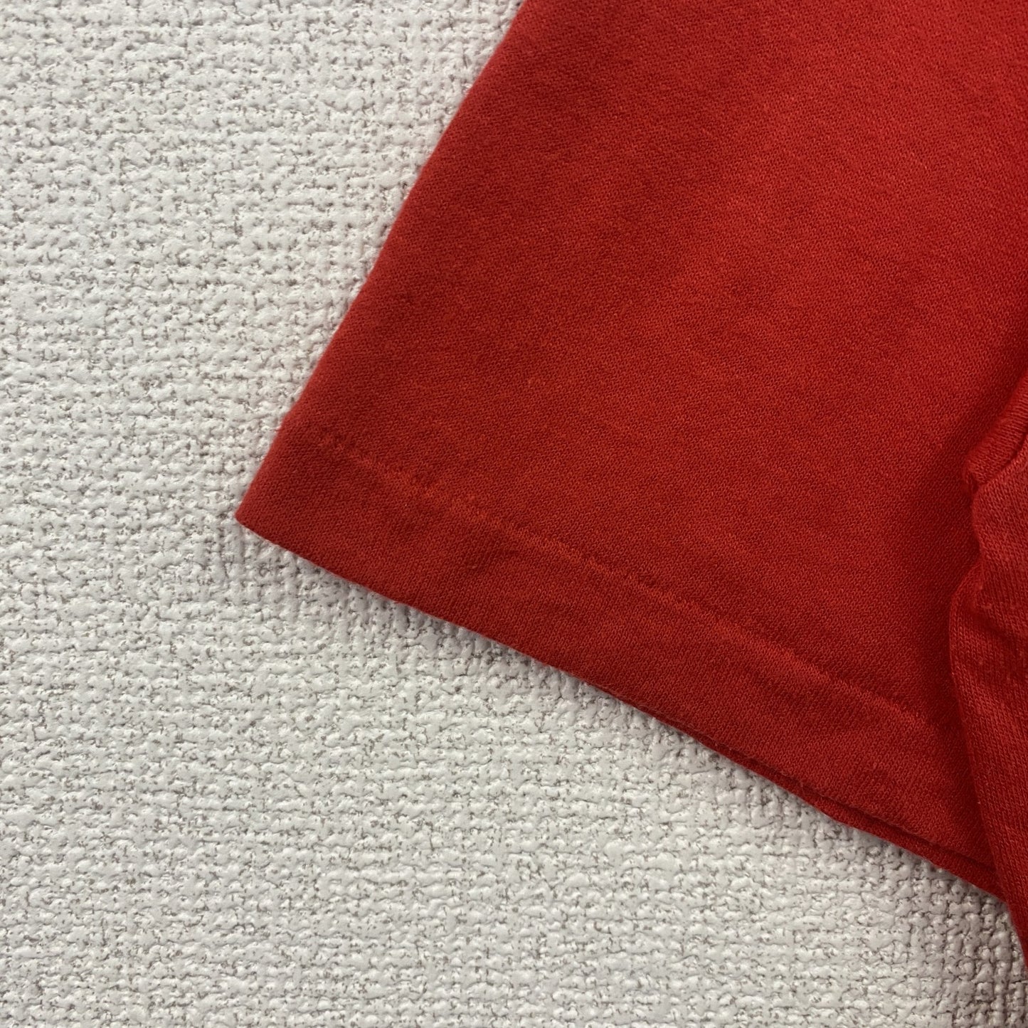 古着 used　90s　RUSSELL ラッセル　半袖プリントTシャツ　ヴィンテージ　シングルステッチ　赤　レトロ　XLサイズ