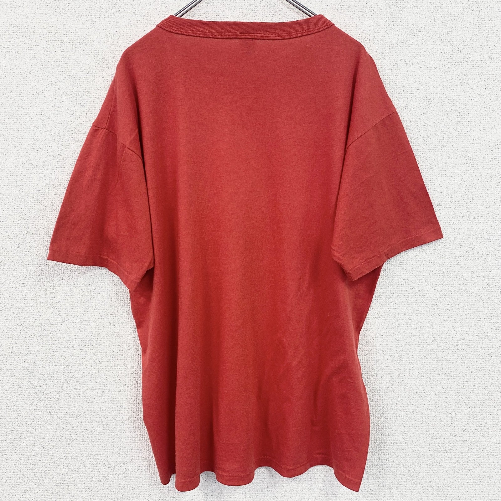 古着 used　90s　RUSSELL ラッセル　半袖プリントTシャツ　ヴィンテージ　シングルステッチ　赤　レトロ　XLサイズ