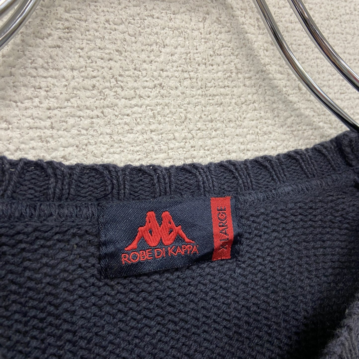 Kappa　カッパ　ニットセーター　刺繍ロゴ　ワンポイント　クルーネック　紺　ネイビー　XLサイズ