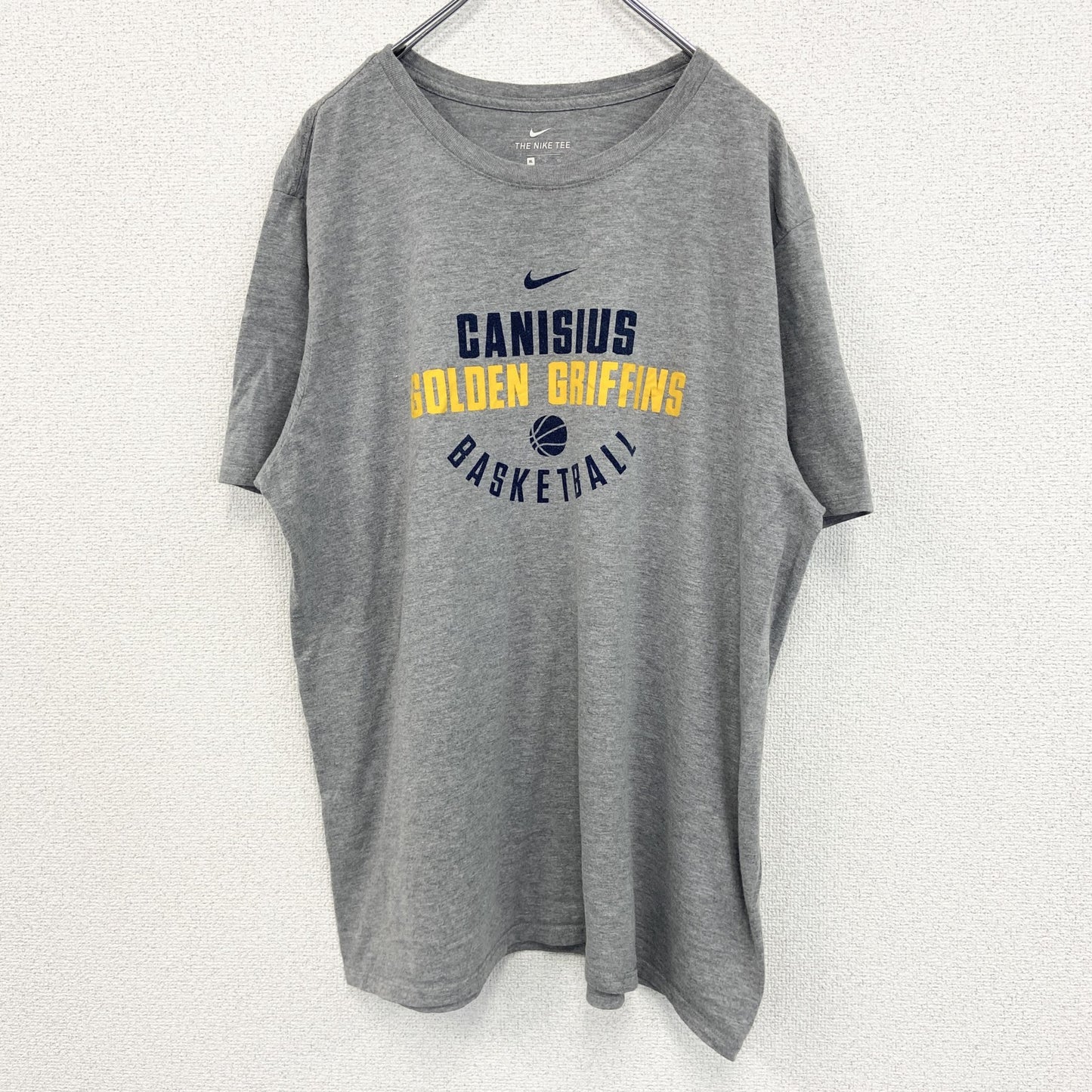 NIKE ナイキ　半袖プリントTシャツ　バスケットボール　スウッシュロゴ　グレー　クルーネック　XLサイズ