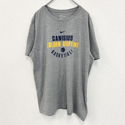 NIKE ナイキ　半袖プリントTシャツ　バスケットボール　スウッシュロゴ　グレー　クルーネック　XLサイズ