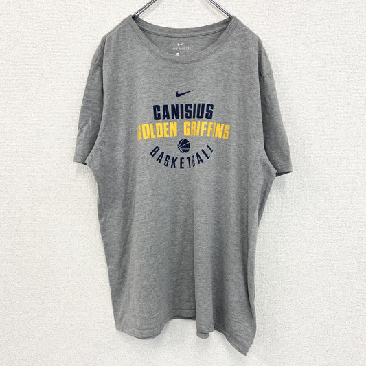 NIKE ナイキ　半袖プリントTシャツ　バスケットボール　スウッシュロゴ　グレー　クルーネック　XLサイズ