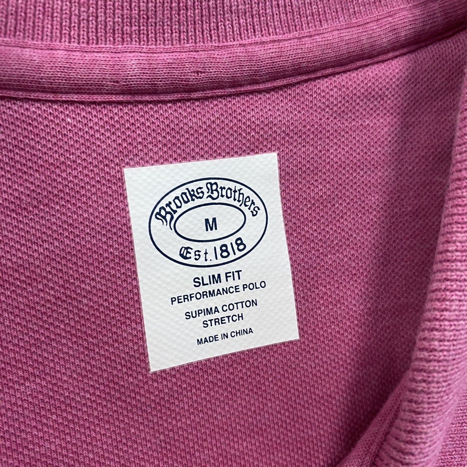 Brooks Brothers　ブルックスブラザーズ　半袖ポロシャツ　ロゴ刺繡　ピンク　Mサイズ