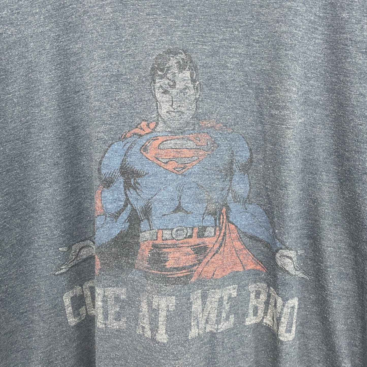 古着 used　半袖プリントTシャツ　スーパーマン　ディーシーコミックス　クルーネック　レトロデザイン　灰色　ダークグレー