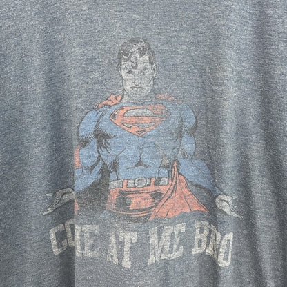 古着 used　半袖プリントTシャツ　スーパーマン　ディーシーコミックス　クルーネック　レトロデザイン　灰色　ダークグレー
