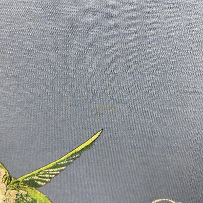 古着 used　90s　半袖プリントTシャツ　ヴィンテージ　シングルステッチ　花柄　水色　クルーネック　レトロ　Lサイズ