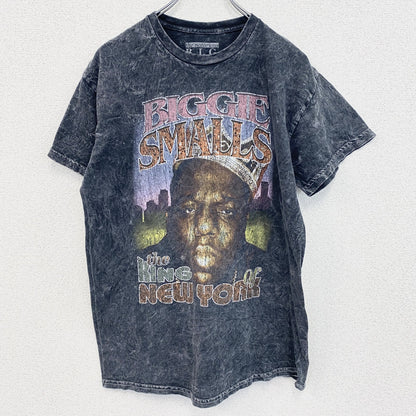 古着 used　半袖プリントTシャツ　ノトーリアスB.I.G　クルーネック　レトロデザイン　灰色　ダークグレー　Mサイズ