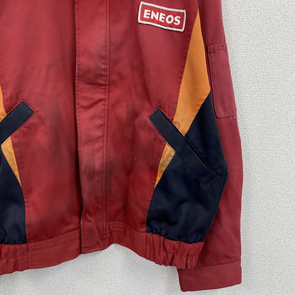 ENEOS　エネオス　ユニフォーム　作業着　ワークジャケット　フェード　デカロゴ　比翼仕立て　赤　レッド　XLサイズ