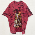 古着 used　METALLICA メタリカ　半袖バンドプリントTシャツ　タイダイ柄　クルーネック　赤黒　XLサイズ