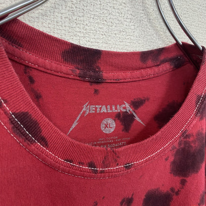 古着 used　METALLICA メタリカ　半袖バンドプリントTシャツ　タイダイ柄　クルーネック　赤黒　XLサイズ