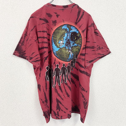 古着 used　METALLICA メタリカ　半袖バンドプリントTシャツ　タイダイ柄　クルーネック　赤黒　XLサイズ