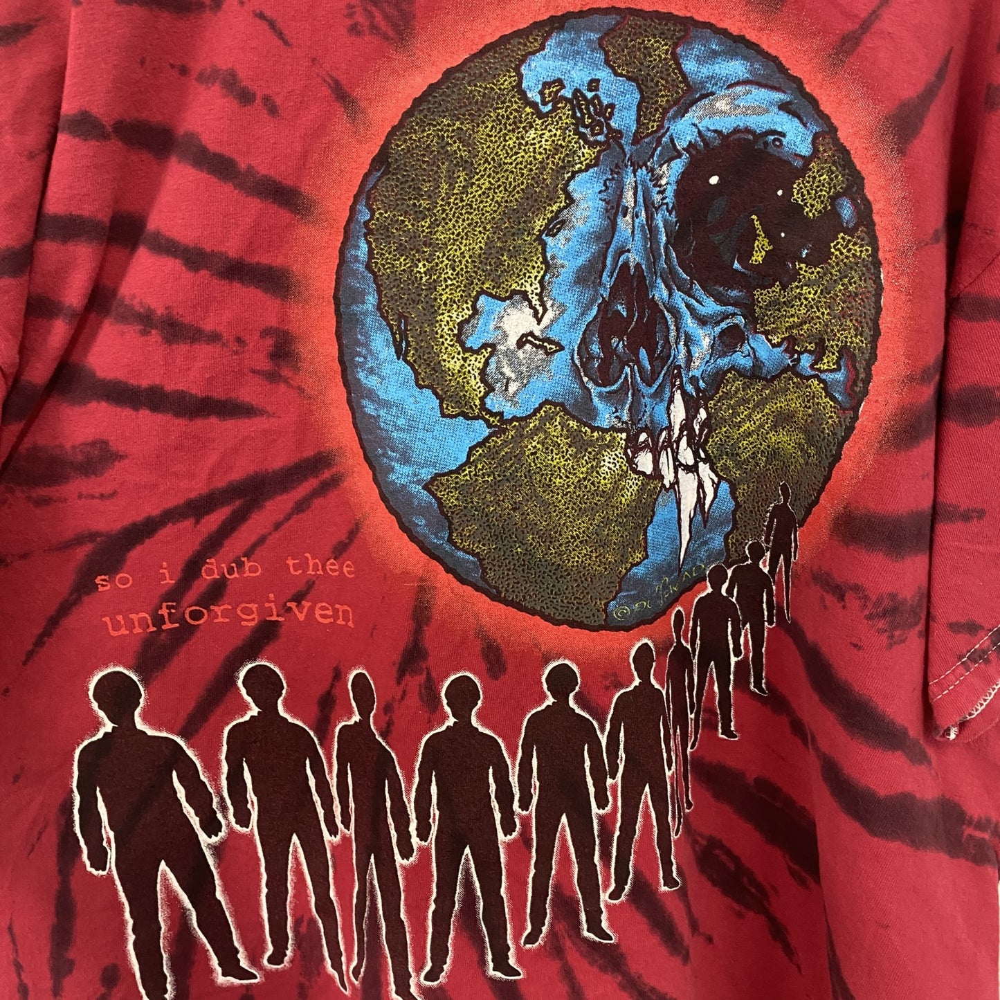 古着 used　METALLICA メタリカ　半袖バンドプリントTシャツ　タイダイ柄　クルーネック　赤黒　XLサイズ