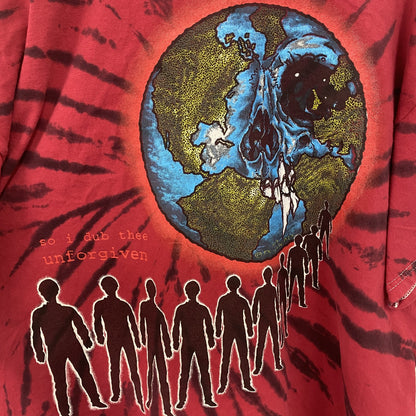 古着 used　METALLICA メタリカ　半袖バンドプリントTシャツ　タイダイ柄　クルーネック　赤黒　XLサイズ