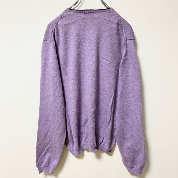 ROBE DI KAPPA　カッパ　Vネックニットセーター　ワンポイント　刺繍ロゴ　スポーツミックス　紫　パープル　Lサイズ