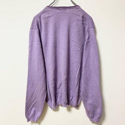 ROBE DI KAPPA　カッパ　Vネックニットセーター　ワンポイント　刺繍ロゴ　スポーツミックス　紫　パープル　Lサイズ