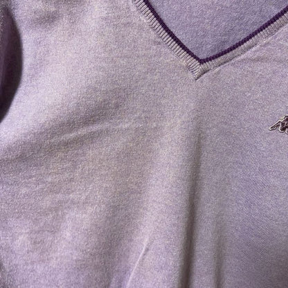 ROBE DI KAPPA　カッパ　Vネックニットセーター　ワンポイント　刺繍ロゴ　スポーツミックス　紫　パープル　Lサイズ