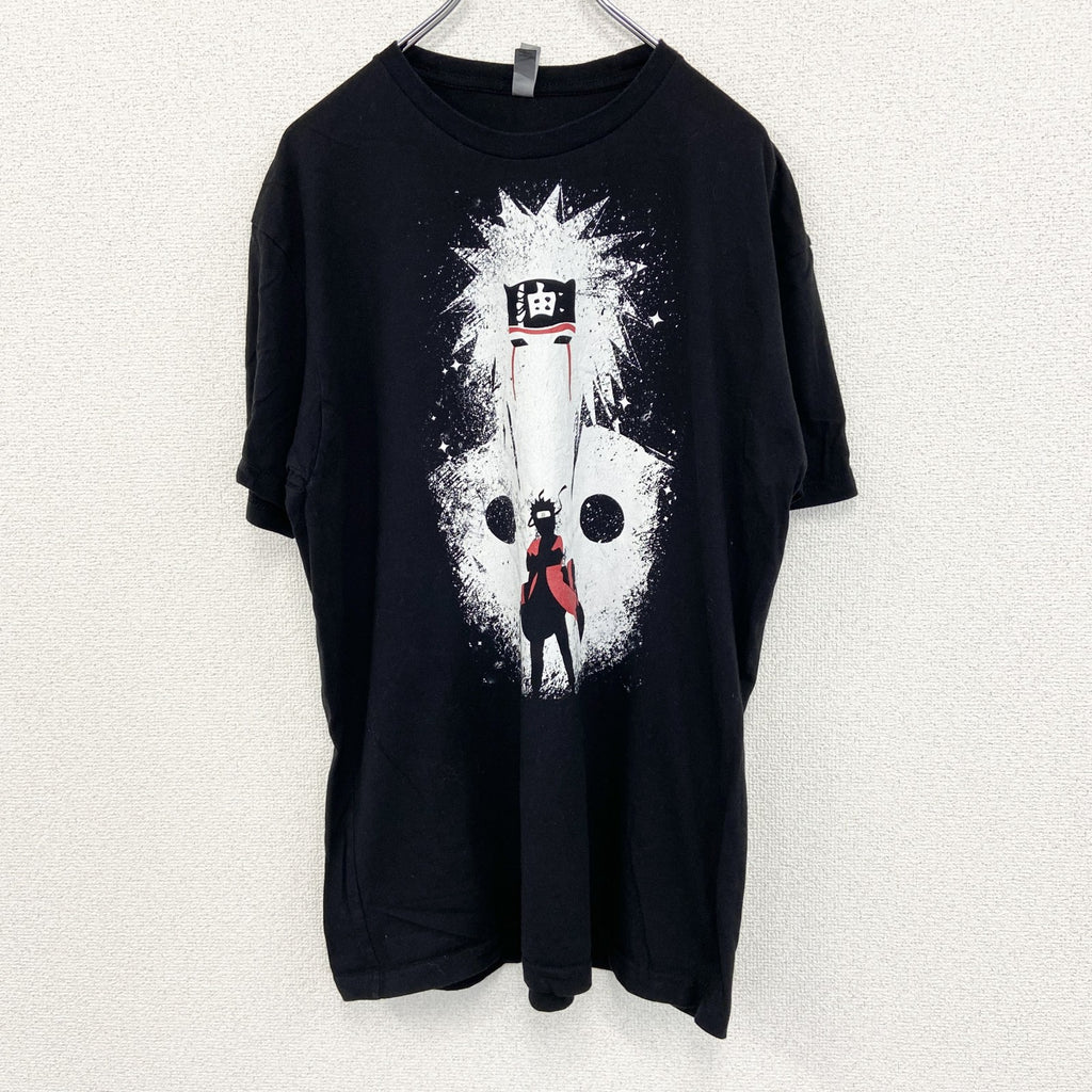 古着 used　NEXT LEVEL　半袖アニメプリントTシャツ　NARUTO　少年ジャンプ　油　黒　クルーネック　XLサイズ