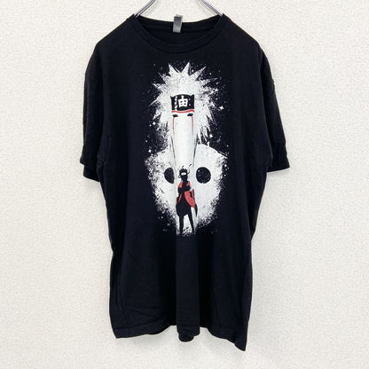 古着 used　NEXT LEVEL　半袖アニメプリントTシャツ　NARUTO　少年ジャンプ　油　黒　クルーネック　XLサイズ