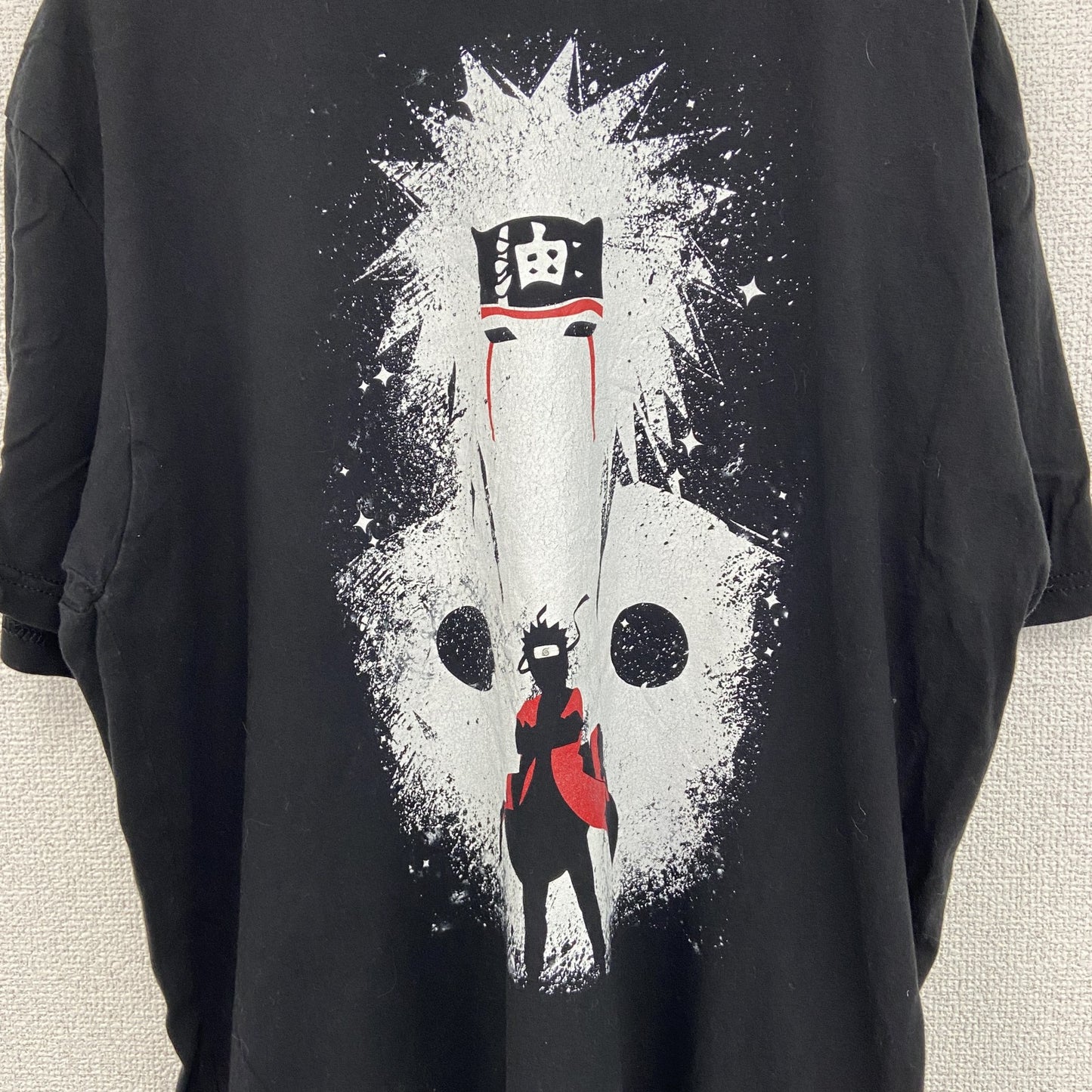 古着 used　NEXT LEVEL　半袖アニメプリントTシャツ　NARUTO　少年ジャンプ　油　黒　クルーネック　XLサイズ