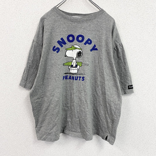 PEANUTS　ピーナッツ　SNOOPY　スヌーピー　半袖Tシャツ　キャラクターT　灰色　グレー　Lサイズ