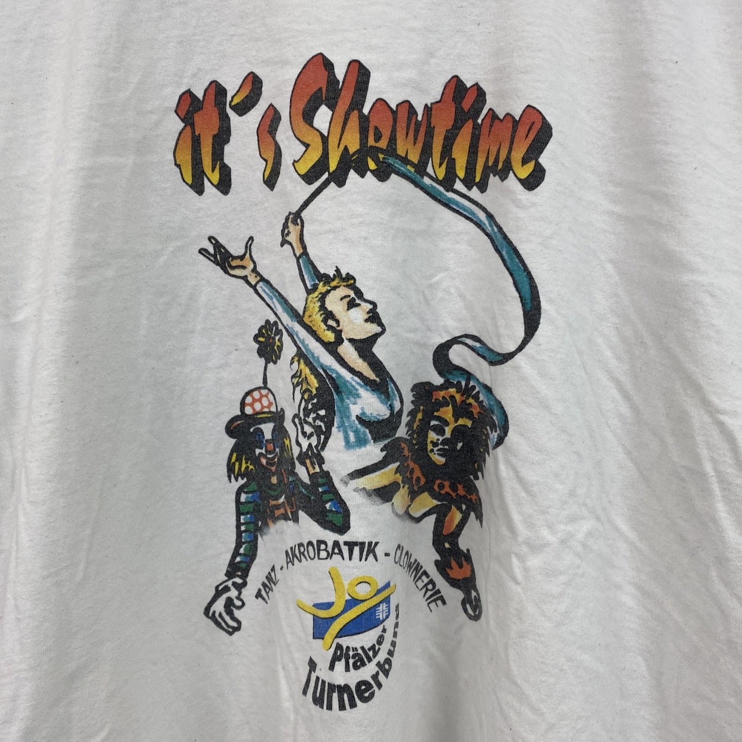 古着 used 　半袖プリントTシャツ　サーカス　ピエロ　アクロバティック　クルーネック　レトロデザイン　Mサイズ