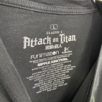 古着 used　進撃の巨人　半袖オリジナルアニメプリントTシャツ　リヴァイ兵長　クルーネック　レトロデザイン　黒　Lサイズ