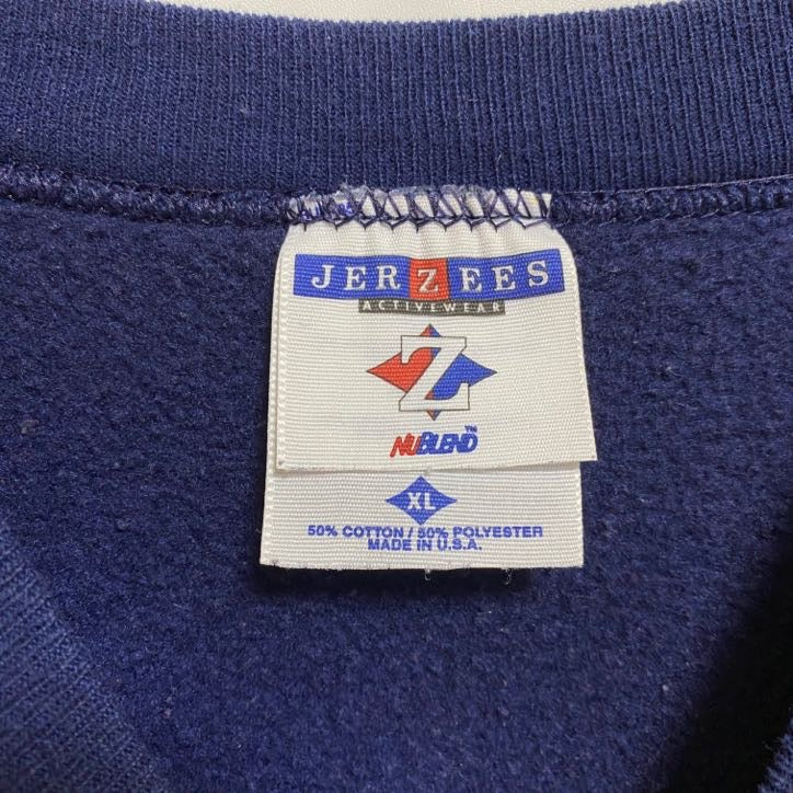 ～00s　JERZEES　ジャージーズ　刺繍スウェット/トレーナー　雪だるま　ワッペン　ネイビー　XLサイズ