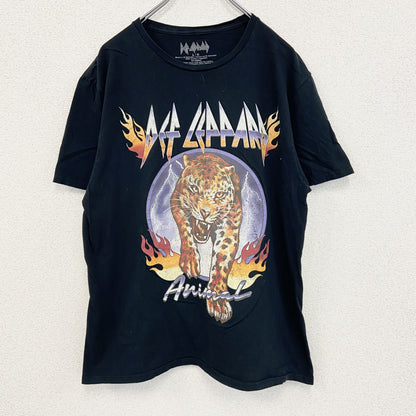 古着 used　DEF LEPPARD デフレパード　半袖バンドプリントTシャツ　カジュアル　ヒョウ　黒　クルーネック　Lサイズ