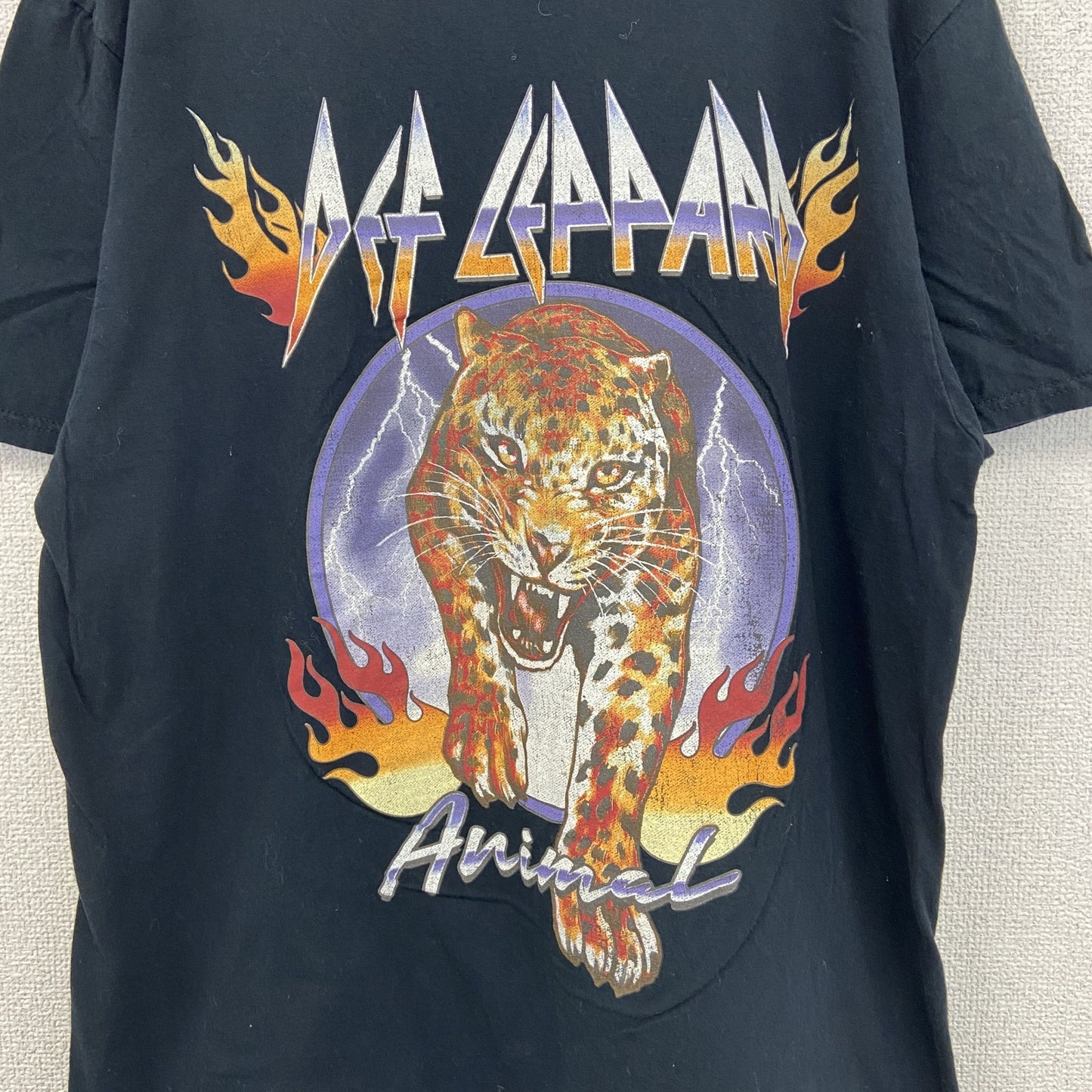 古着 used　DEF LEPPARD デフレパード　半袖バンドプリントTシャツ　カジュアル　ヒョウ　黒　クルーネック　Lサイズ
