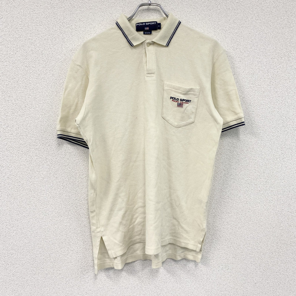 POLO SPORT　ポロスポーツ　半袖ポロシャツ　刺繍ロゴ　星条旗　アイボリー　Sサイズ