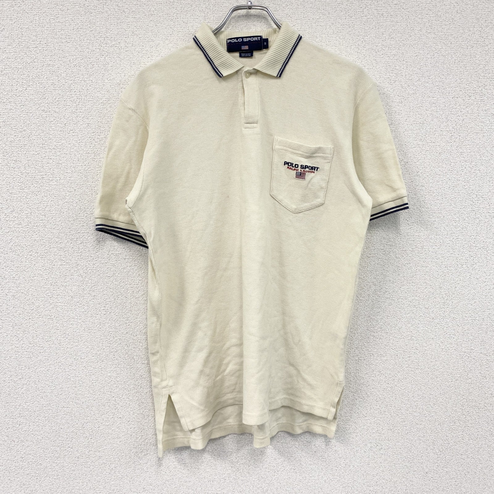 POLO SPORT　ポロスポーツ　半袖ポロシャツ　刺繍ロゴ　星条旗　アイボリー　Sサイズ