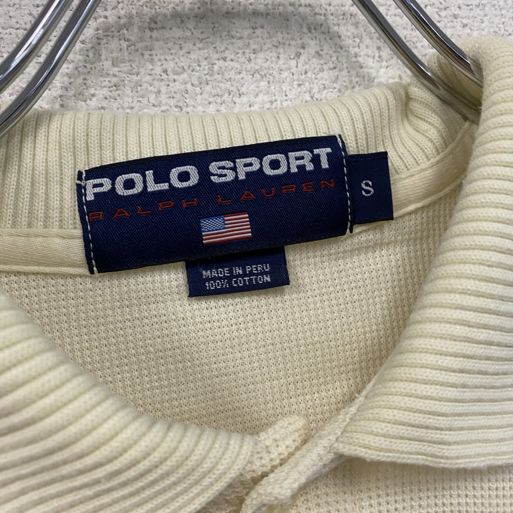 POLO SPORT　ポロスポーツ　半袖ポロシャツ　刺繍ロゴ　星条旗　アイボリー　Sサイズ