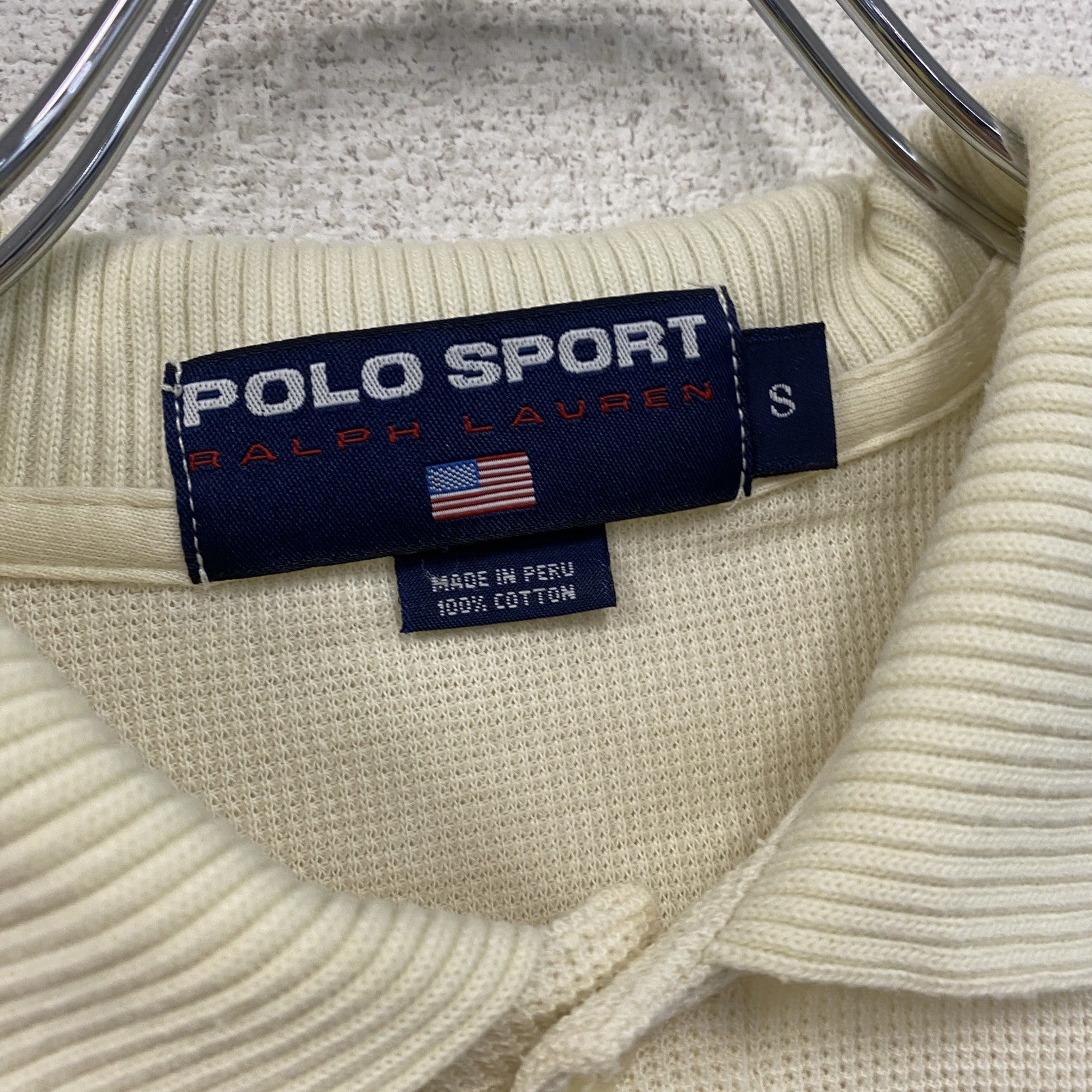 POLO SPORT　ポロスポーツ　半袖ポロシャツ　刺繍ロゴ　星条旗　アイボリー　Sサイズ