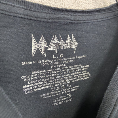 古着 used　DEF LEPPARD デフレパード　半袖バンドプリントTシャツ　カジュアル　ヒョウ　黒　クルーネック　Lサイズ