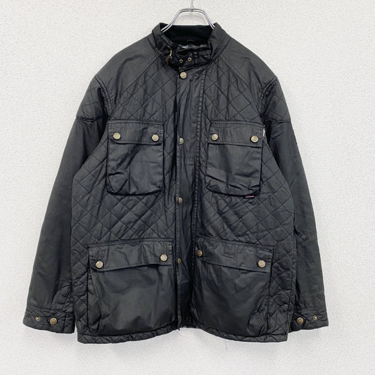 BELSTAFF　ベルスタッフ　オイルドジャケット　スタンドカラー　チェック柄ライナー　黒　ブラック　XLサイズ