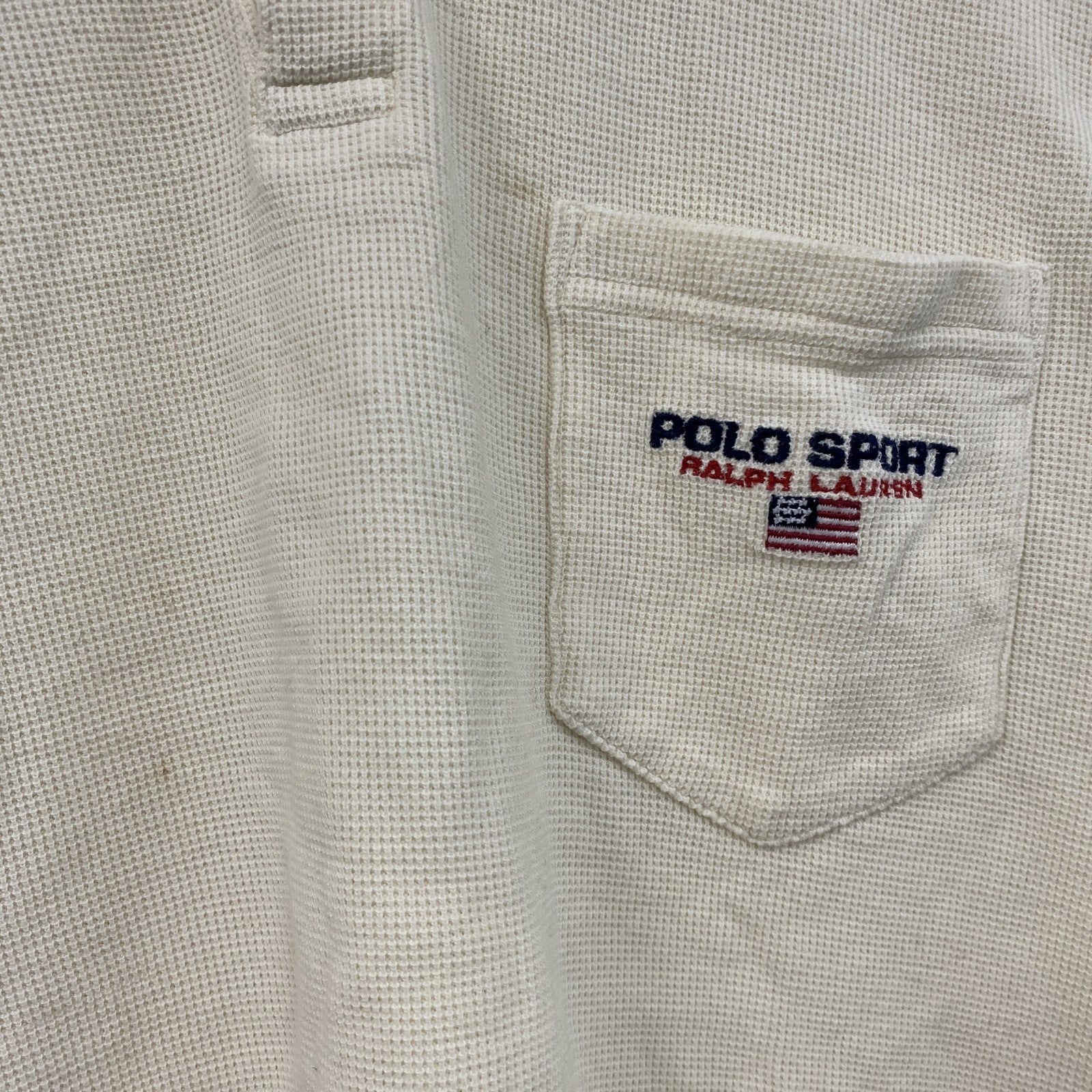 POLO SPORT　ポロスポーツ　半袖ポロシャツ　刺繍ロゴ　星条旗　アイボリー　Sサイズ